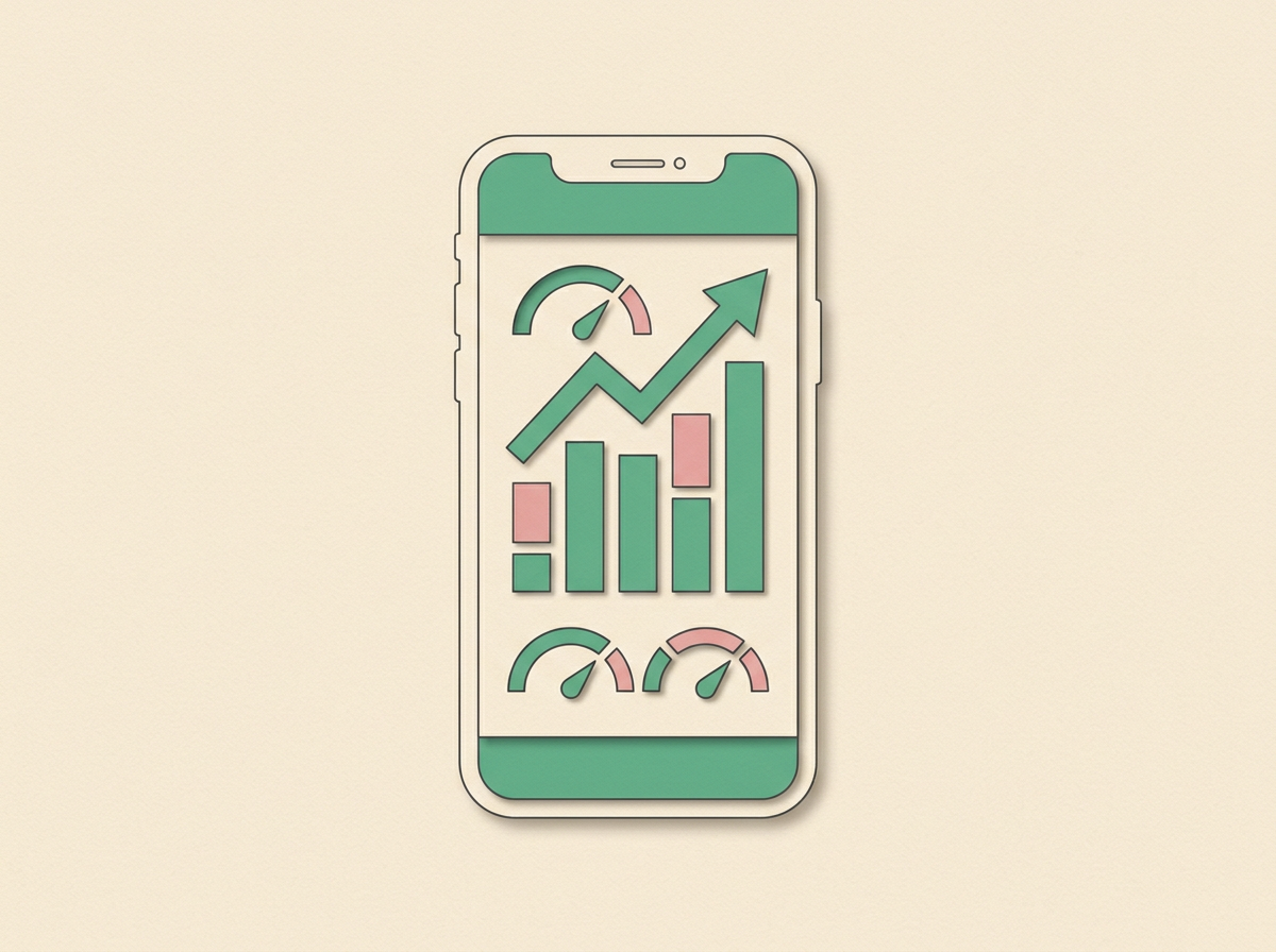 Smartphone UI showing clean metabolic score chart